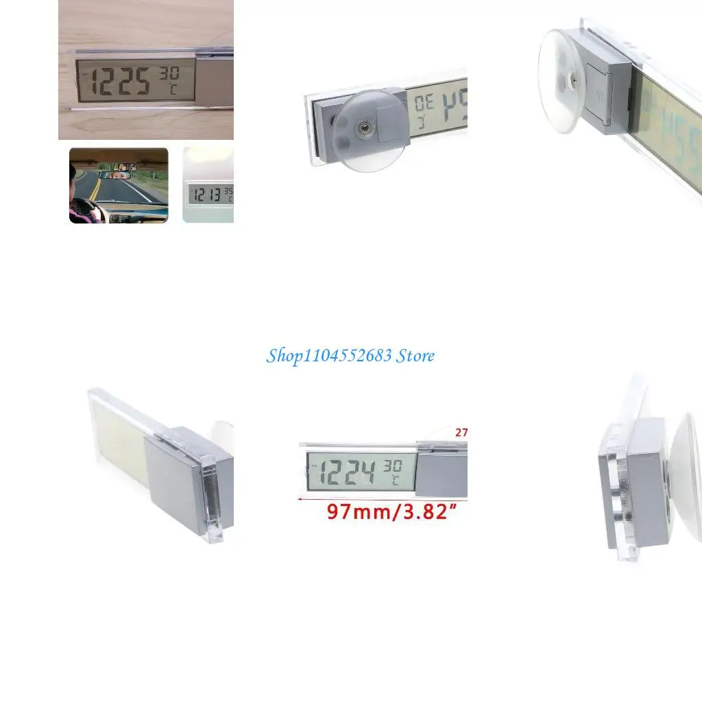 

Y6GD Mini 2 in 1 LCD Digital Auto Car Truck Clock + Thermometer for w/Suction Cup