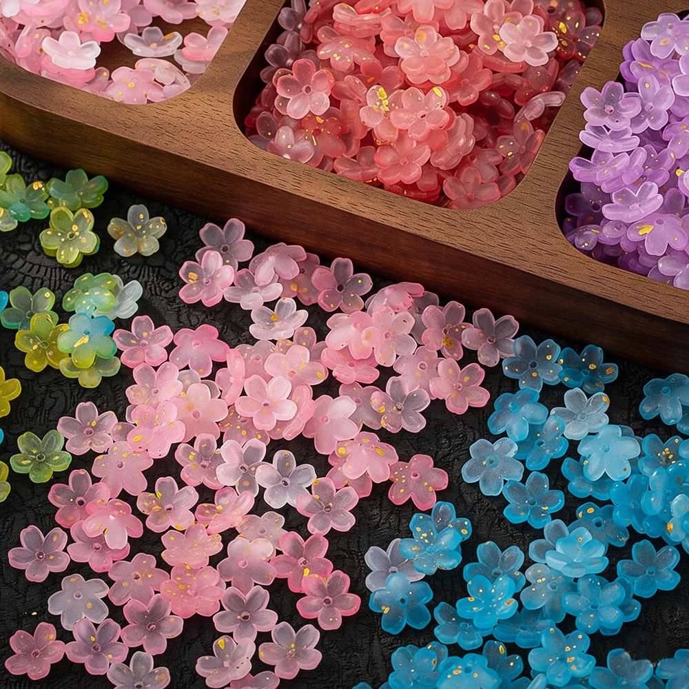 

5g/lot Acrylic Color Gradient Perforated Flower Bead Sakura Flower Bead Petals Charm Connectors DIY Earrings Hair Jewelry Making