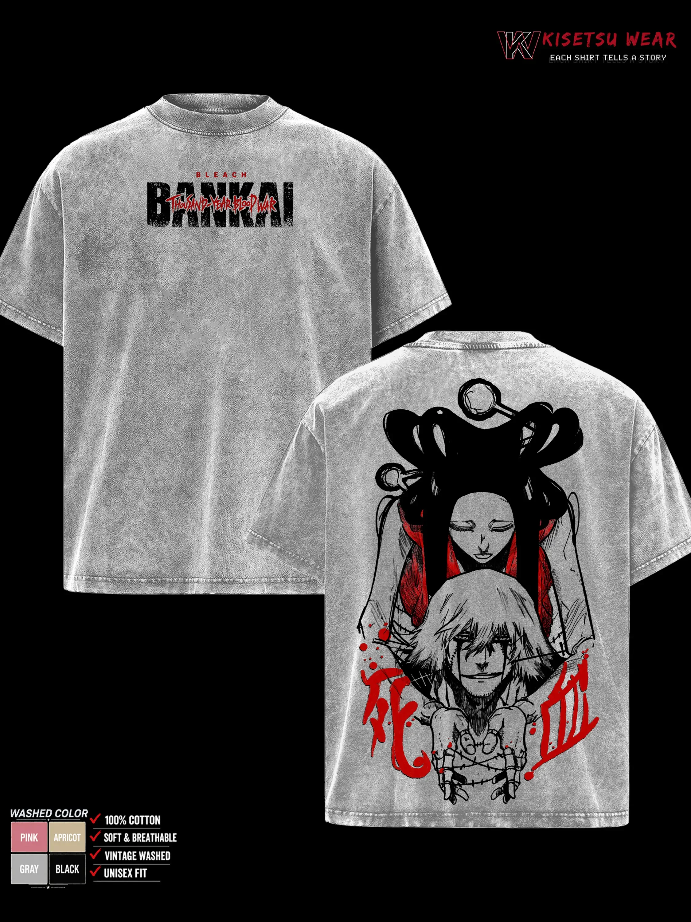 Manga BLEACH Urahara Kisuke T-shirt Men Clothing Vintage Washed Oversized T Shirt Summer Harajuku Fashion Cotton Tees Clothes