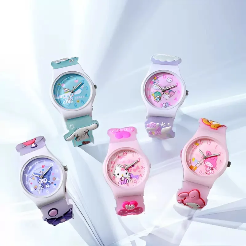 3d Pattern Child Wrist Watch Sanrio Hello Kitty Cinnamoroll Waterproof Watch Kuromi Cartoon Christmas Watchband Kids Gift