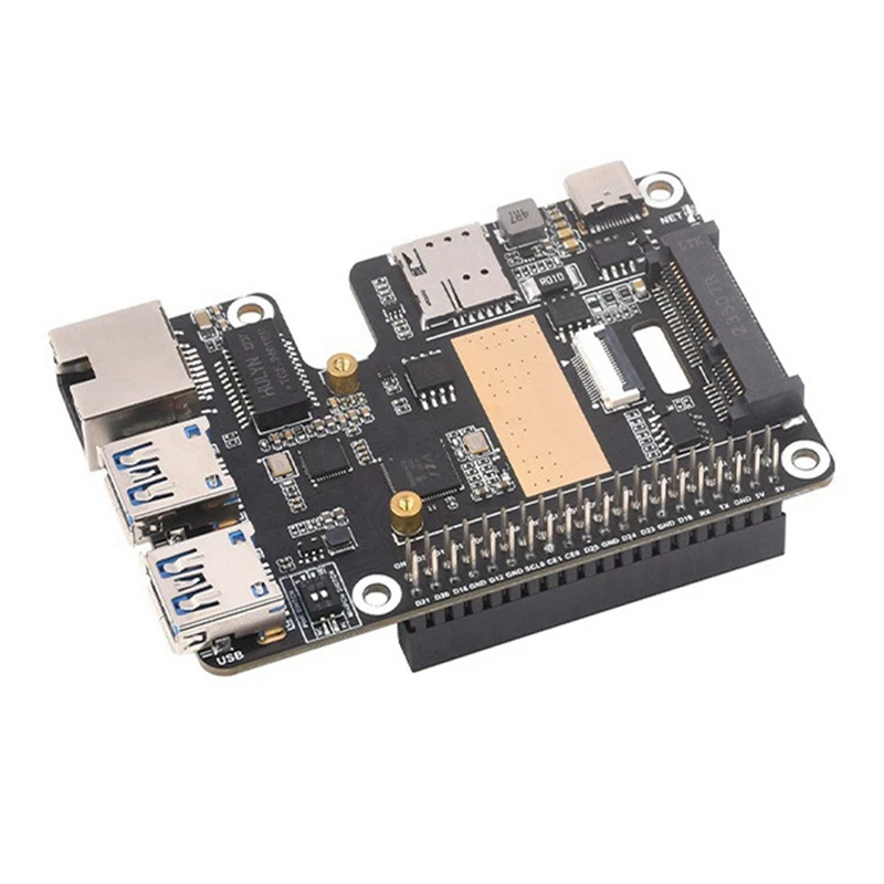 Untuk Raspberry Pi 5 Pcie ke Minipcie 4G Gigabit Ethernet RJ45 USB3.2 topi + papan adaptor Pcie ke Minipcie Gbe USB3.2 topi +