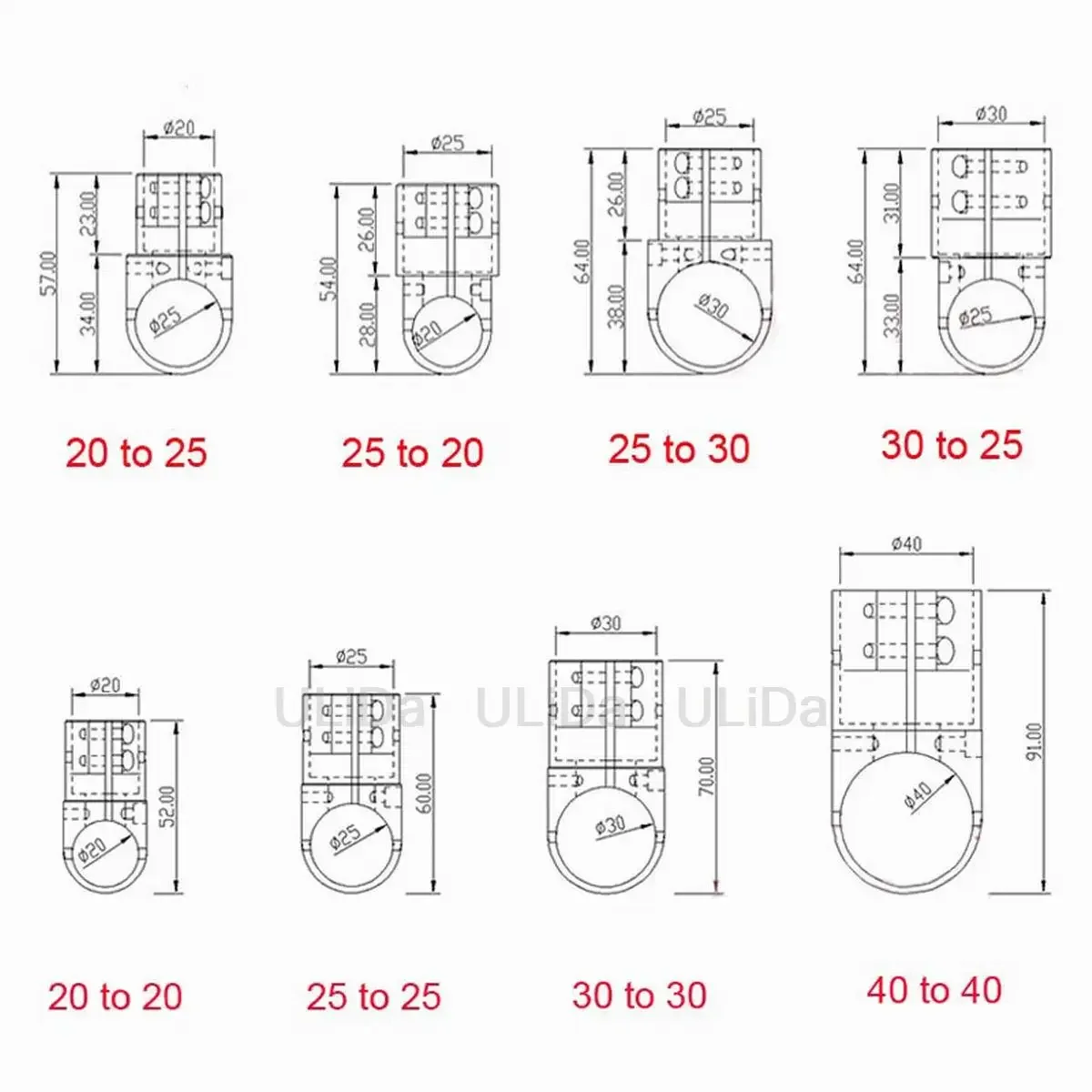 16/20/25/30/40mm Aluminum Tee Joint Carbon Fiber Tube Clip Connection Clamp Pipe Fixed for RC UAV Drone Landing Gear Quadcopter