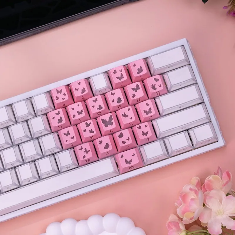 21 Keys Butterfly Keycaps Personalized For Cherry Axis Mechanical Keyboard Office Gaming Keycap Girl Friend Gift