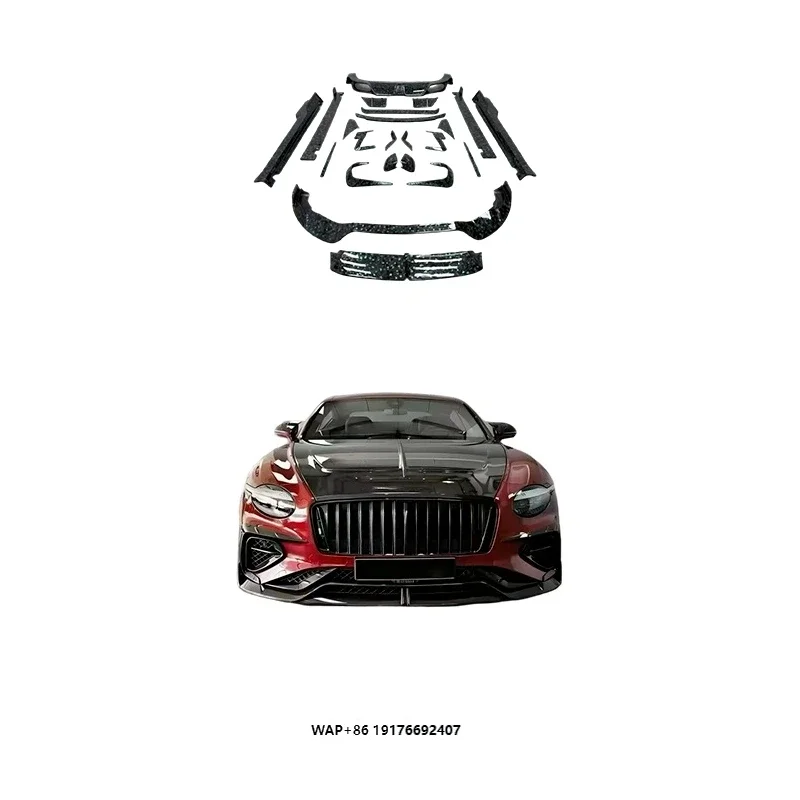 KQX MSY Style 2026 Carbon Fiber Body Kit for Continental GT Front Rear Bumper Grill Engine Hood Wide Car Bodykit