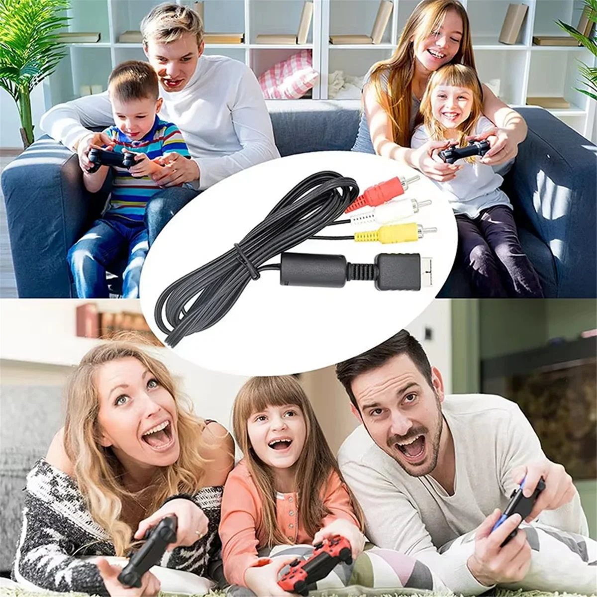 ABFM-For PS3 PS2 PS1 AV كابل الفاصل RCA الصوت والفيديو تمديد الحبل لعبة لاعب لمراقبة التلفزيون RCA سلك محول محول #5