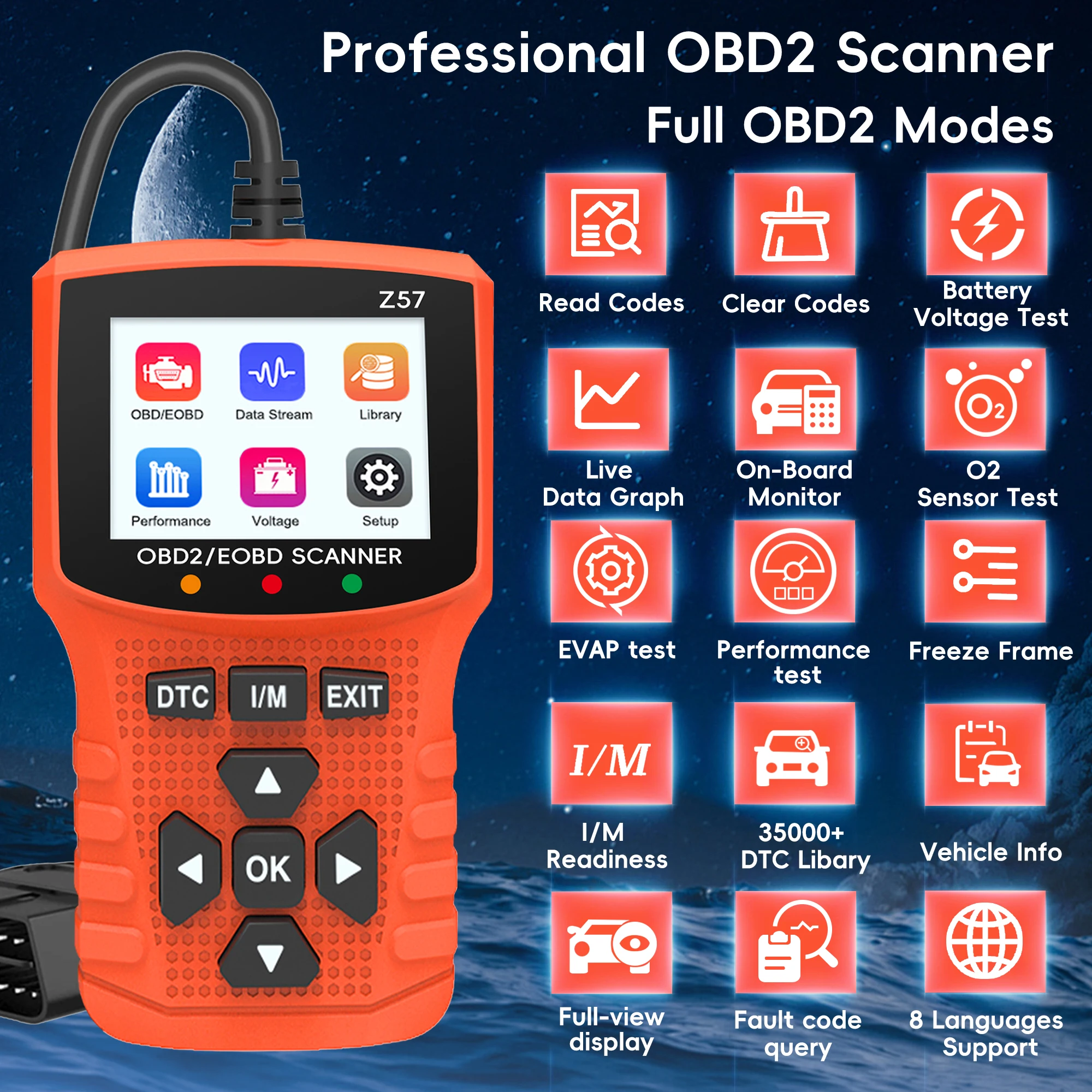 Professional OBD2 Scanner Diagnostic Tool Check Engine Code Reader,Auto Check Engine Enhanced Diagnostic OBDII  Scan Tool