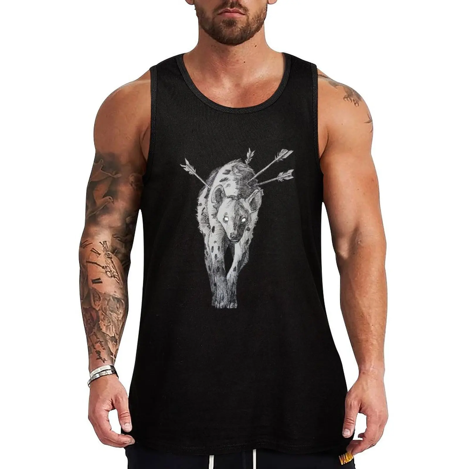 Ghost Eyed Hyena Tank Top Gym Training Tank Top Moisture Wicking Performance
