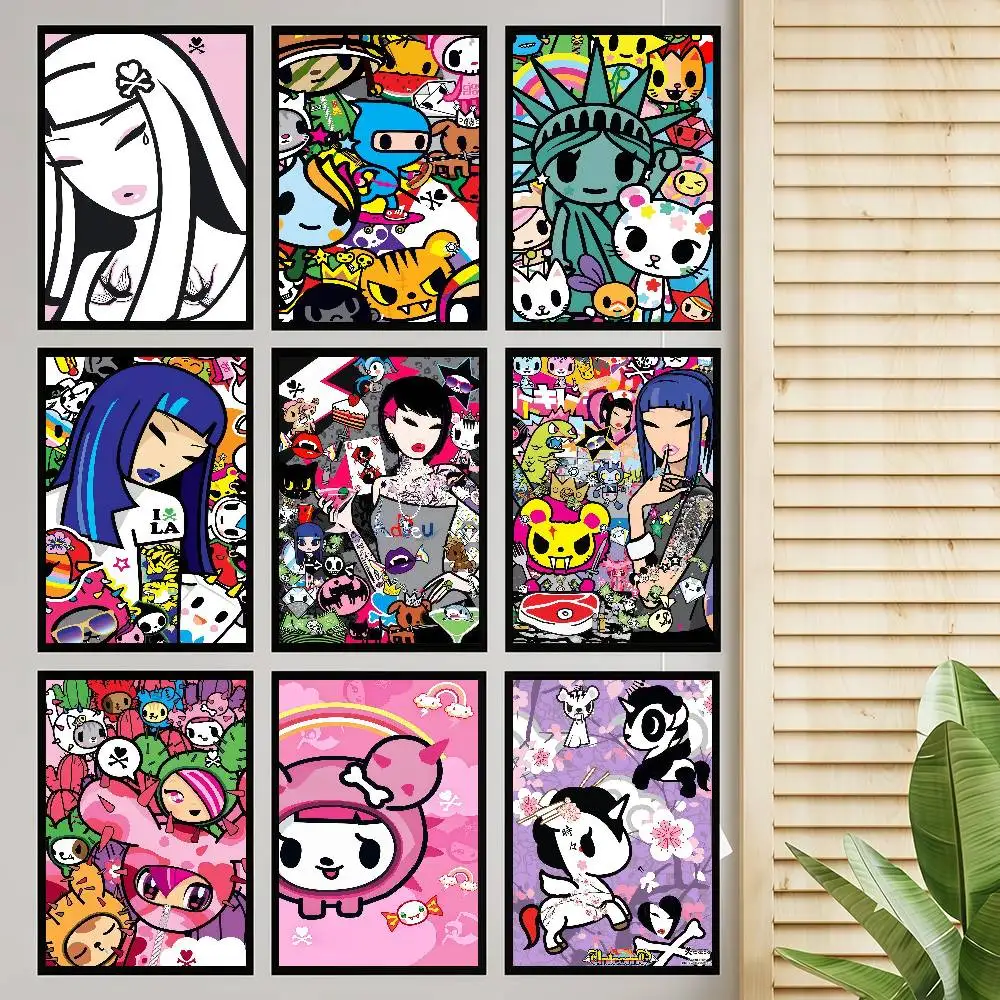 Pôsteres Vintage Tokidoki do Japão, Adesivos de Papel Kraft Retro, DIY para Decoração de Quarto, Bar, Café, Decoração Kawaii