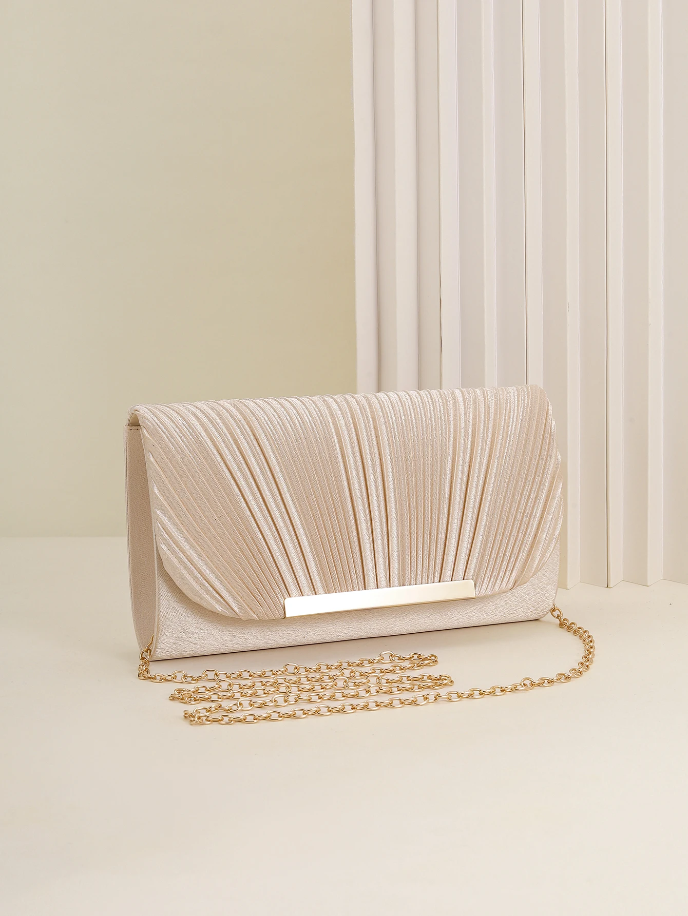 Damen-Abendtasche, Neue Kleine Quadratische Tasche mit Kette, Plissee-Design, Geeignet für Partys, Hochzeiten, Bälle, Bankette – Detail 25