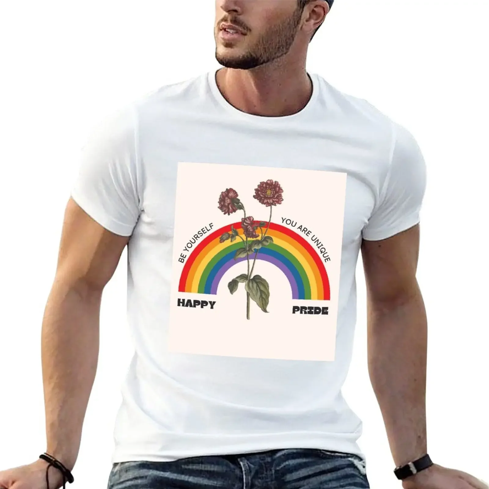 Mauve Carnations Rainbow Pride T-Shirt hippie clothes funnys plus sizes Short sleeve tee T-shirts for men cotton