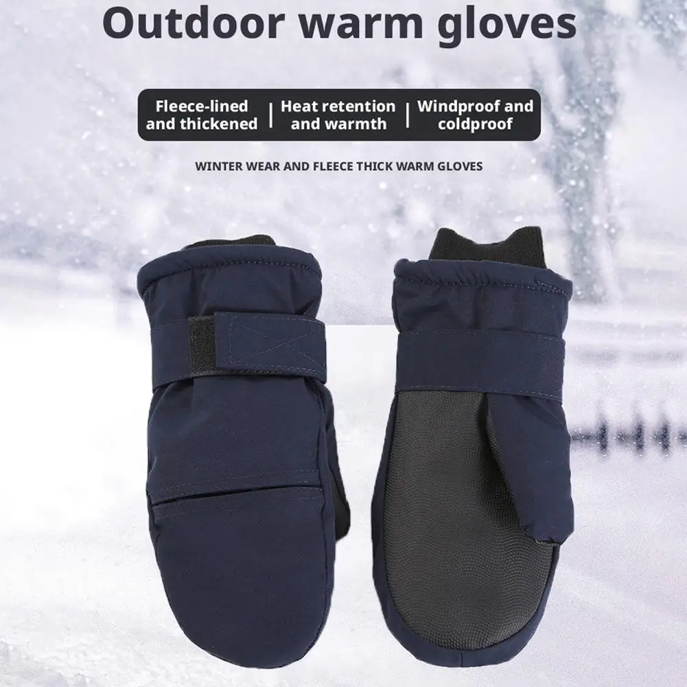 Winter Finger Gloves, Skiing And Mountaineering Windproof Gloves With Thick Velvet, Solid Color Unisex Wrist Protection Gloves