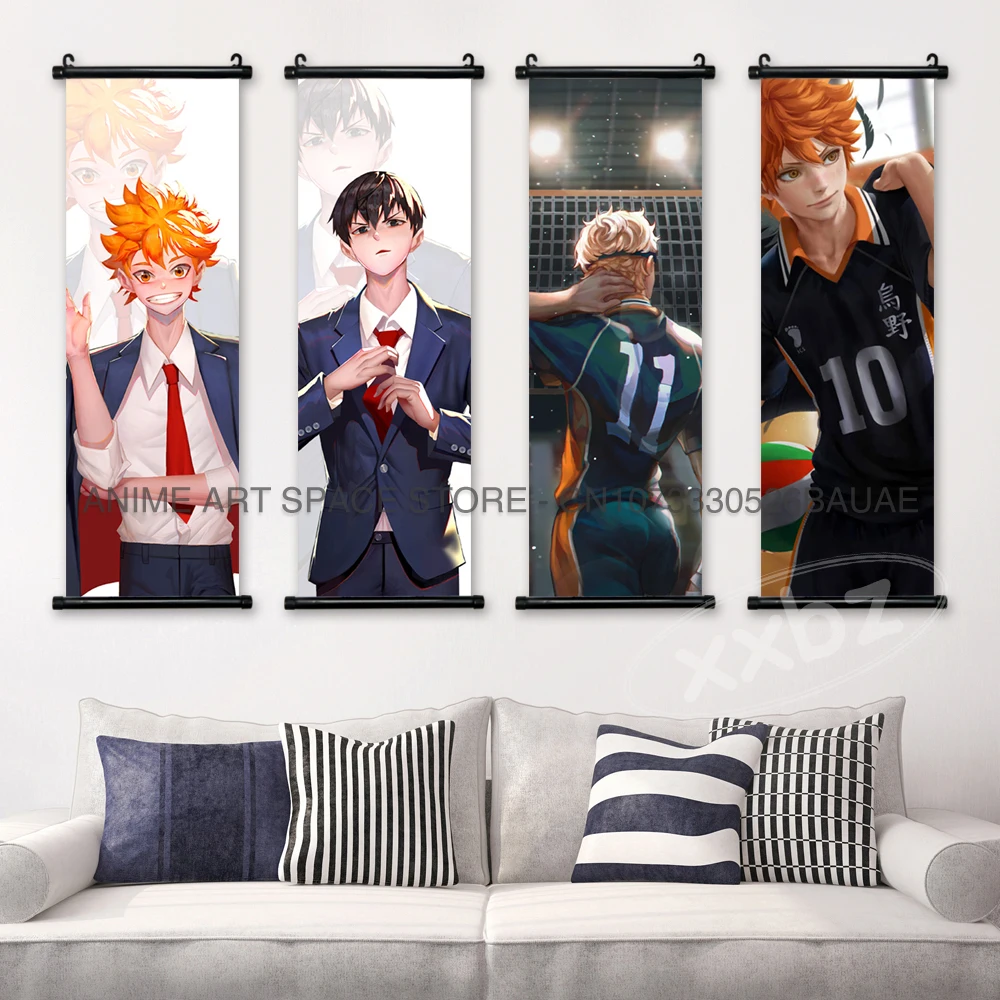 Haikyuu!! Hanging Painting Anime Posters Canvas Shoyo Hinata Wall Art Sports Scrolls Picture Hot Blooded Characters Home Decor