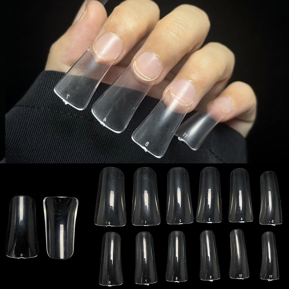 504pcs/bag Long Duck feet False Nail Tips Full Cover Press On Extension classy flare nails Artificial Fake Nails Manicure Tool