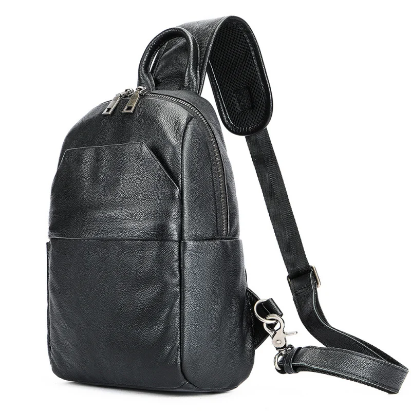 

Новая мужская нагрудная сумка в стиле ретро, индивидуальный модный рюкзак из натуральной кожи, сумка на одно плечо, мужская сумка через плечо из воловьей кожи с верхним слоем