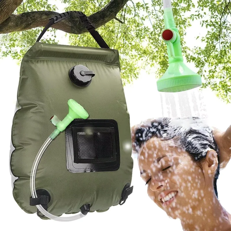 

Portable Foldable Solar Shower Bag 20L AOTU Outdoor Camping Bath Bag Lightweight Easy to Carry with On-Off Switch Shower Head fo