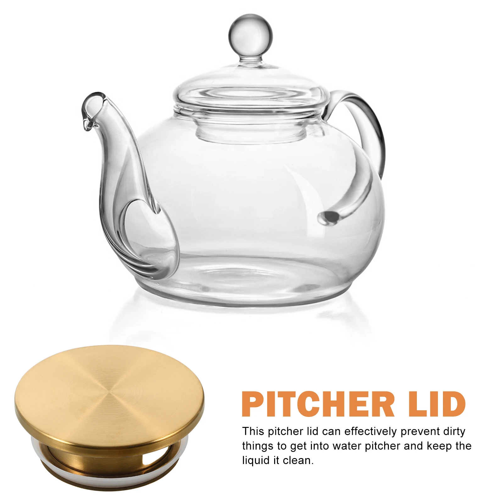

Stainless Steel Replacement Cover For Glass Jug Wear Resistant Household Kitchen Use Airtight Pitcher Accessory