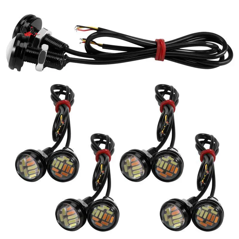 A10E-10 Pcs 12V 23Mm Dual Color Switchback 4014 Smd 12 Led Drl Eagle Eye Daytime Light Car Motor Turn Lights
