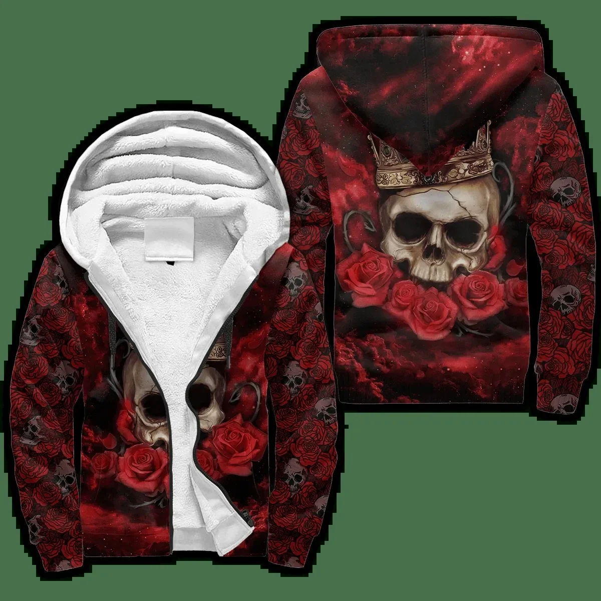 

Fashion Men's Zipper Hoodie Reaper Sickle Skull 3D Print Thickened Zipper Hoodie Unisex Winter Casual Hooded Warm Wool Jacket