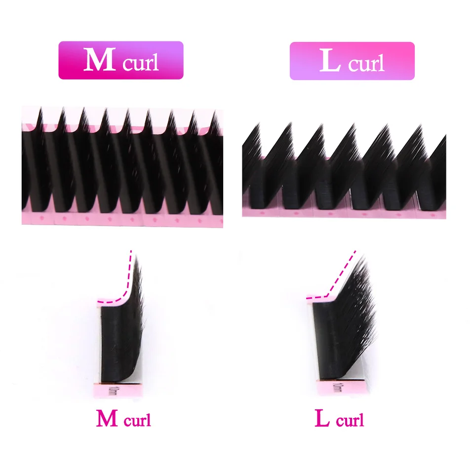 AGUUD 12 rangées L/M Curl fait à la main Faux vison Extension de cils individuelle 8-15mm naturel doux en forme de L Faux cils maquillage