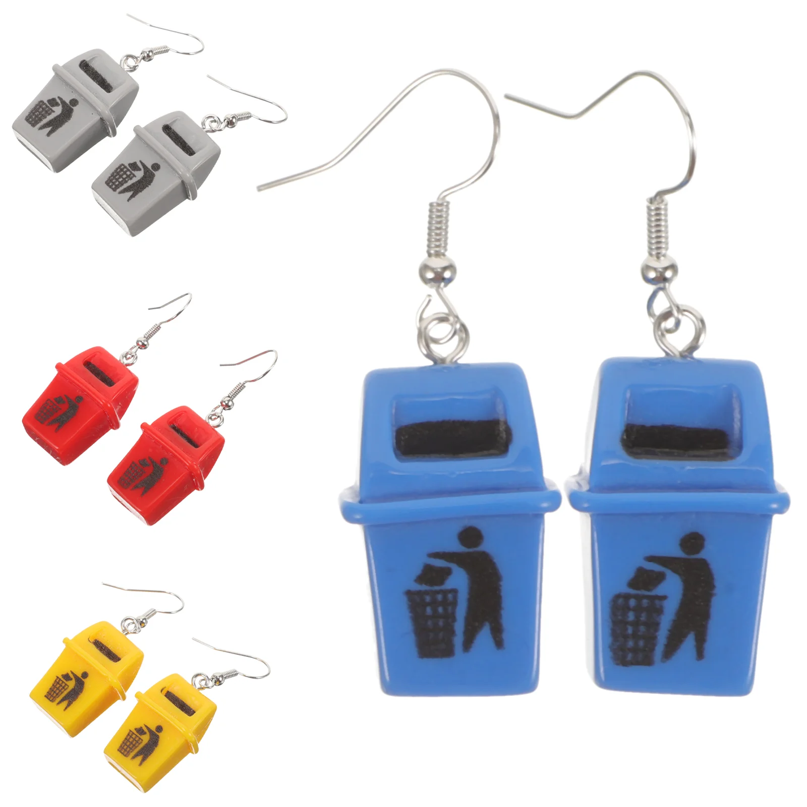 4 Pairs Trash Bin Earrings Weird Funny Dangle Costume Jewelry for Women Matching Sportswear Casual Formal Safe for Women