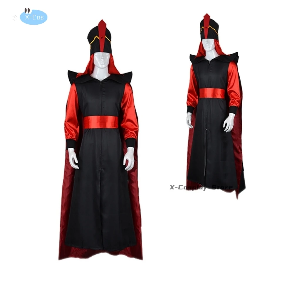 Jafar Cosplay Costume Aldult Man Woman The Arabian Nights Aladdin Halloween Wizard Clothes Suit Hat Stage Costume Role Play