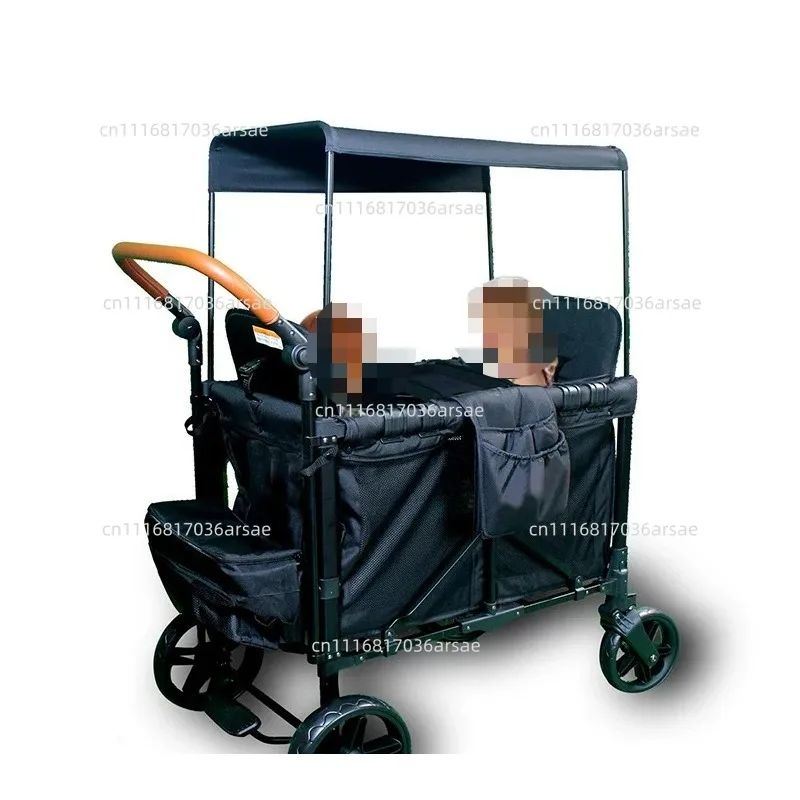 Collapsible  Utility Cart | Convertible Handle, Large Wheels & Canopy For Transport & Picnics