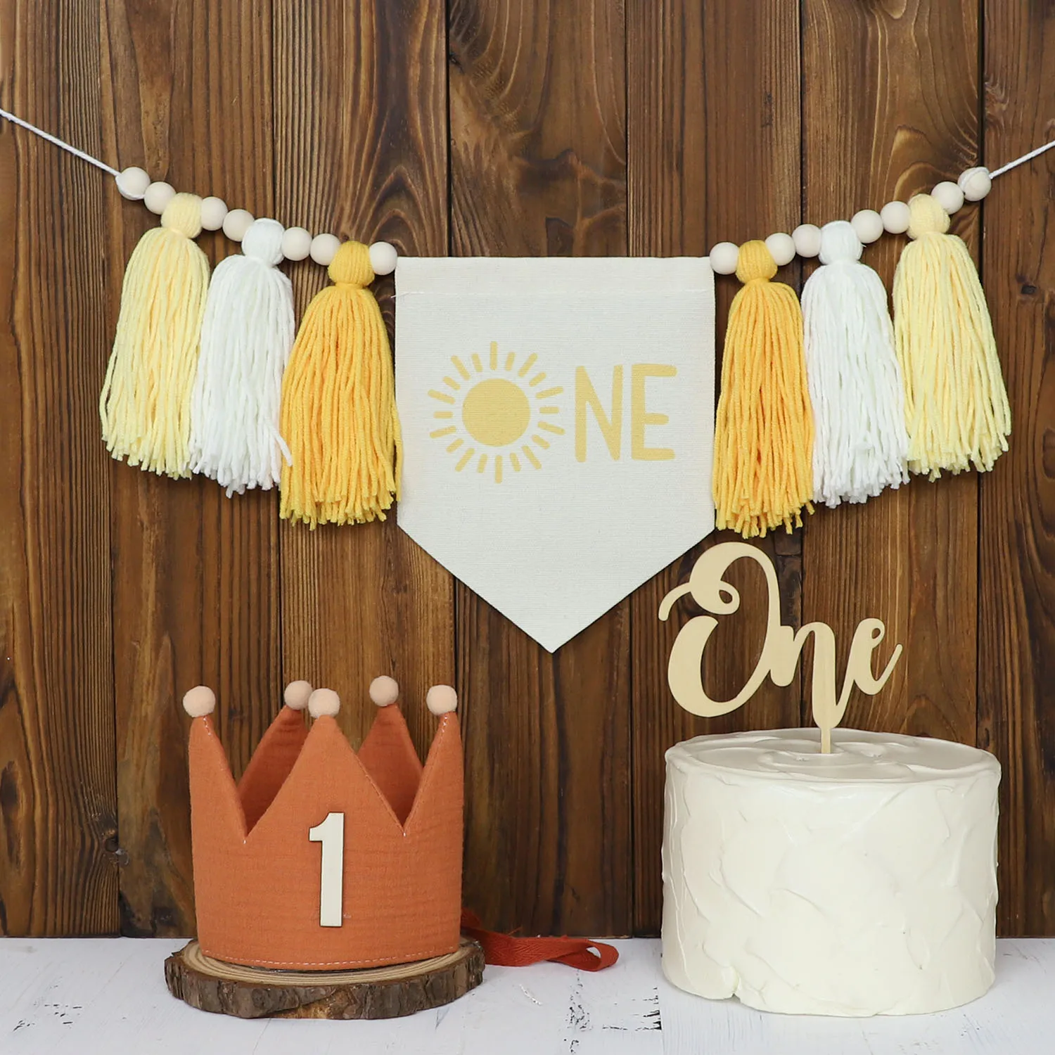 Bannerkranz mit Sonnenmotiv zum 1. Geburtstag, Geburtstagskronenhut, geeignet für Geburtstagsfeierdekorationen für Jungen und Mädchen – Detail 2