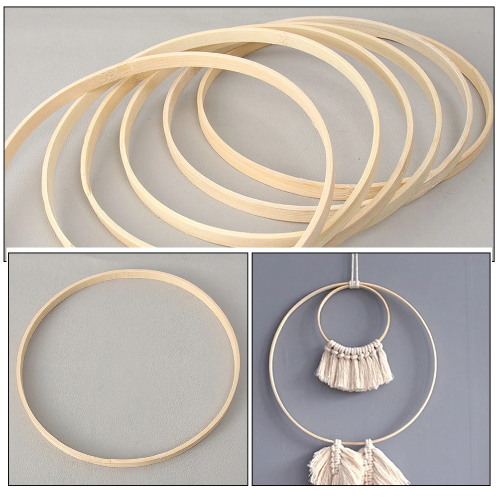 

8pcs Bamboo Hoops 15cm Garland Dream Catcher Craft Supplies DIY Wreath Circle Macrame Accessories Smooth Durable