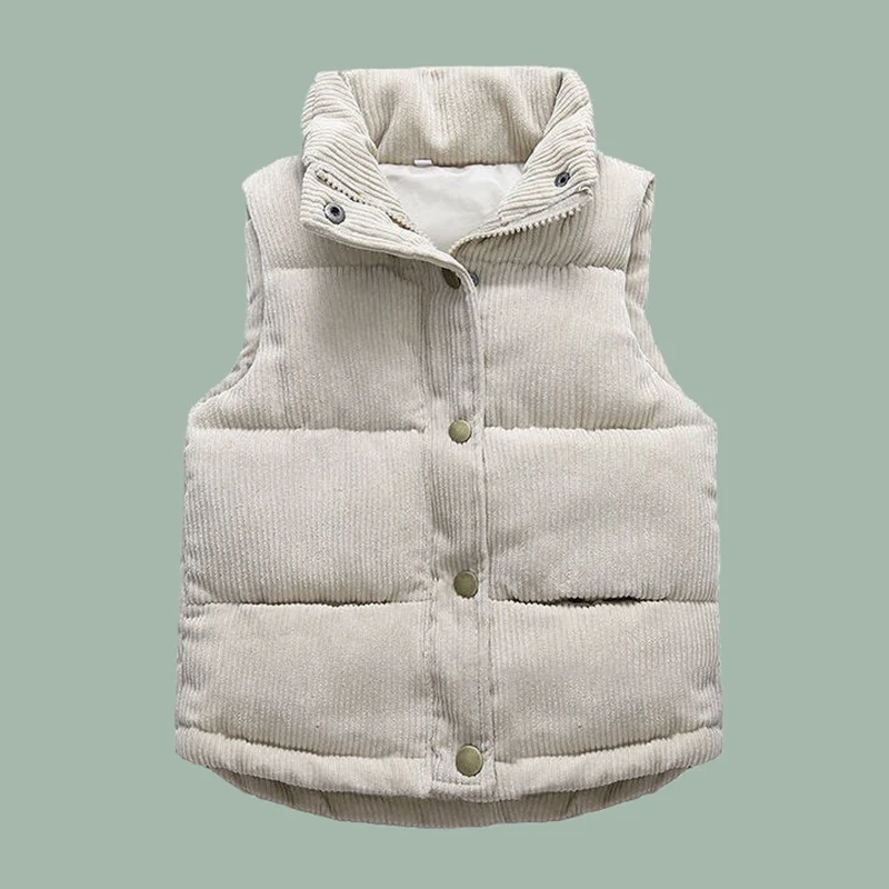 Winter Children Thicken Vests Fashion Warm Outerwear for Girls Boys Jackets Corduroy Coat Autumn Kids Cotton Jackets Cotton Vest