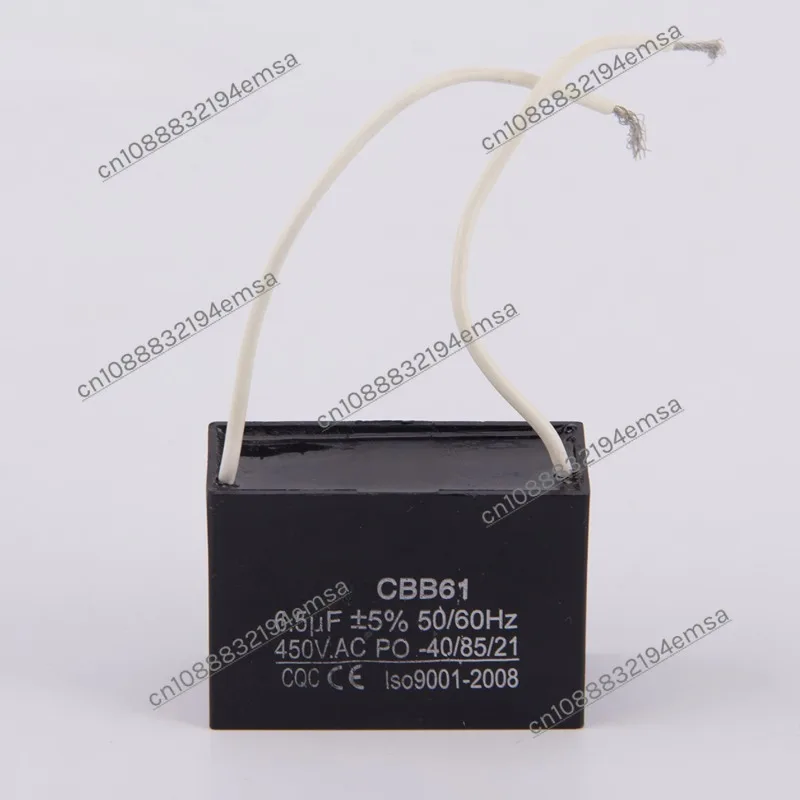 CBB61 Capacitor with Lead, Running Capacitive Electronic Components, Special Fan Accessories 6.5uf 450V