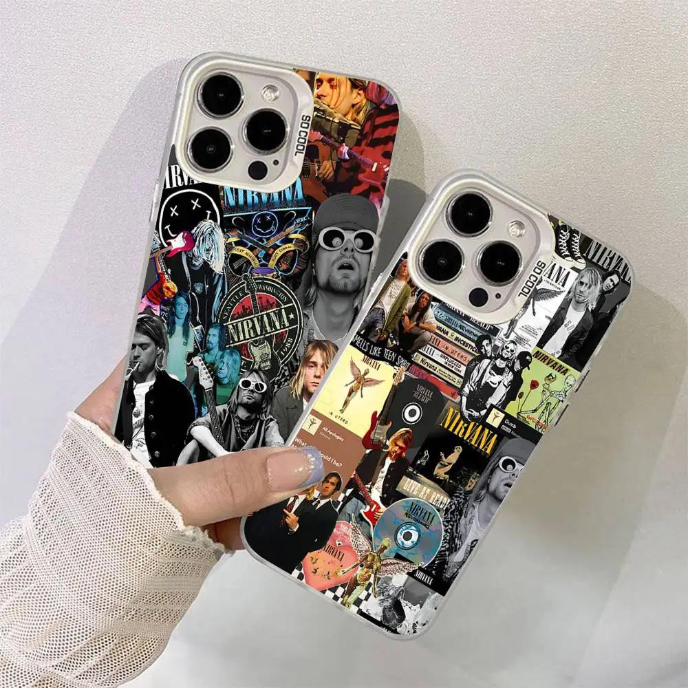 Fotografia 6: Capa de Celular Clássica Hot Band N-Nirvanas Rock Colorida para iPhone 17 16 15 14 13 12 11 Pro Max Plus Pro Shell