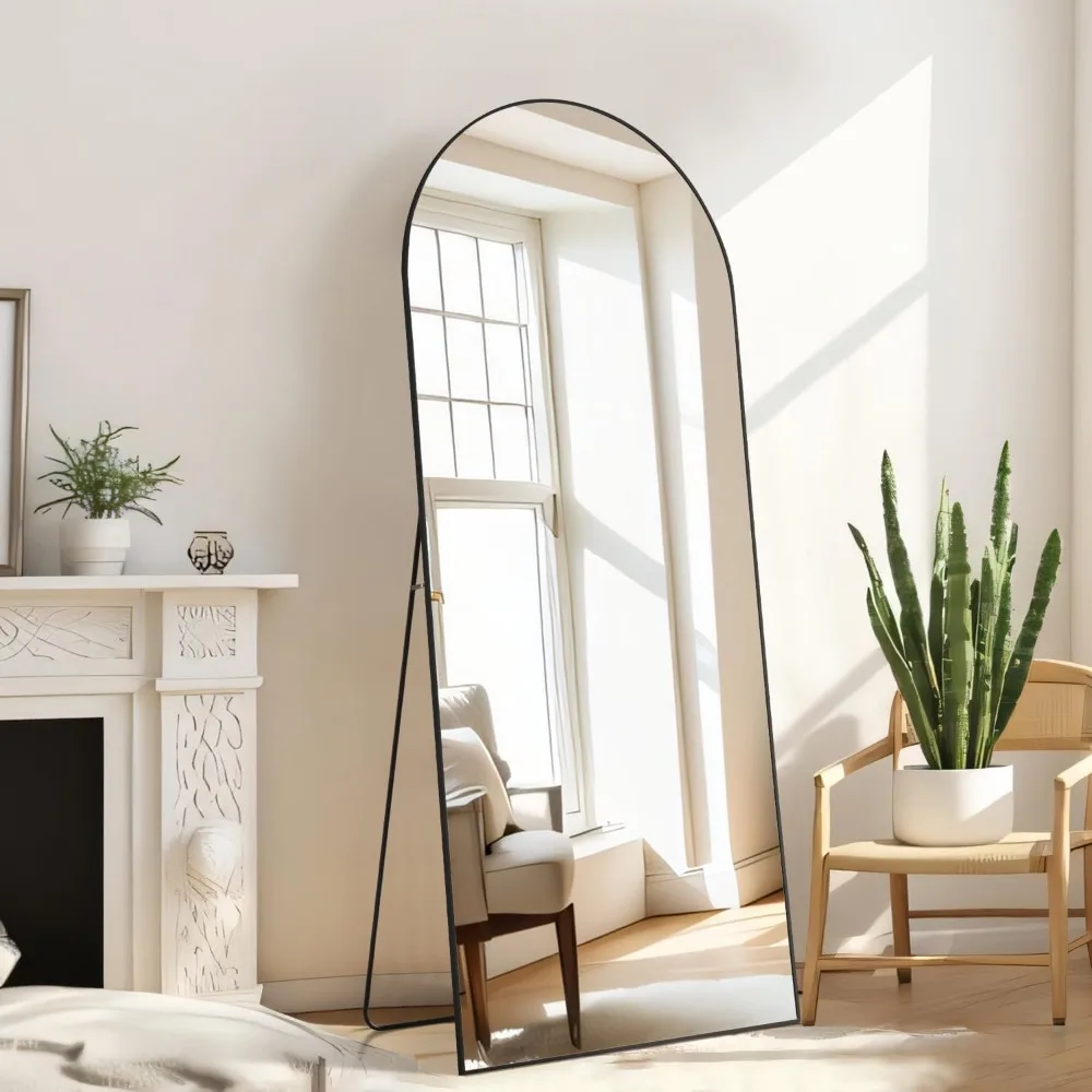 Full-Length Arched Mirror - Upgraded 21x64 Inch Shatter-Proof Glass Wall Mirrors for Floor Standing, Hanging, or Leaning - Large