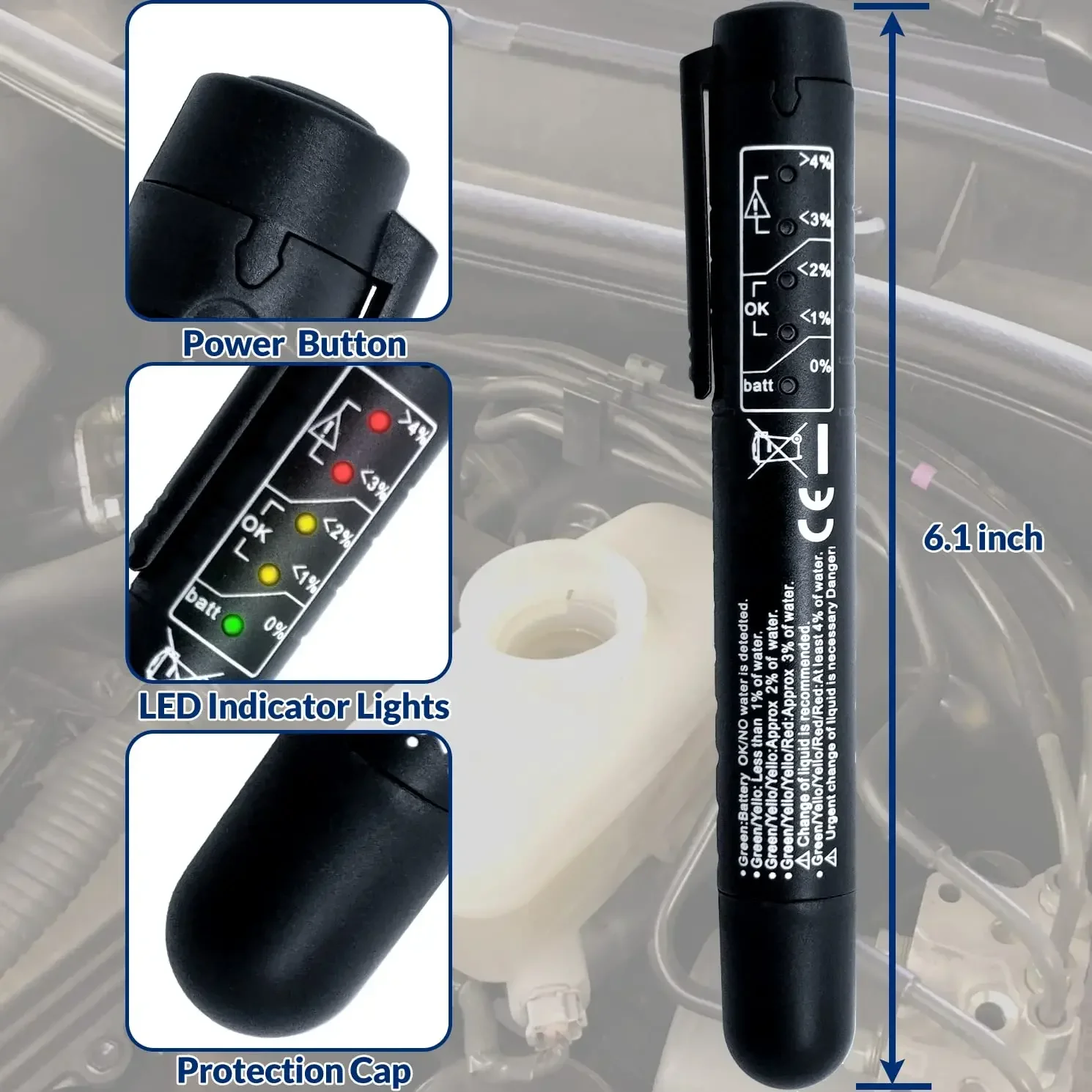 

Анализатор качества тормозного масла автомобиля с автоматическим обнаружением влаги и светодиодным дисплеем