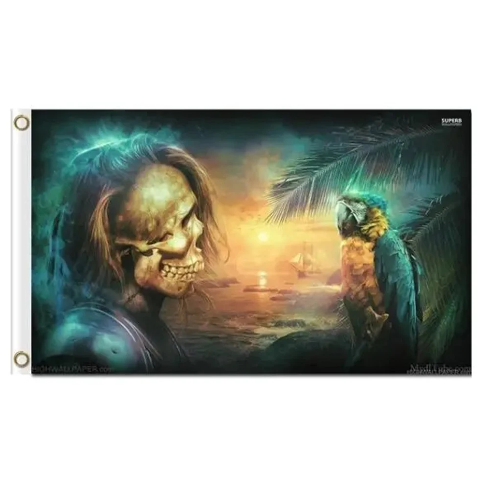 2X3FT Skull and Parrot Pirate DEATH flags 3x5ft