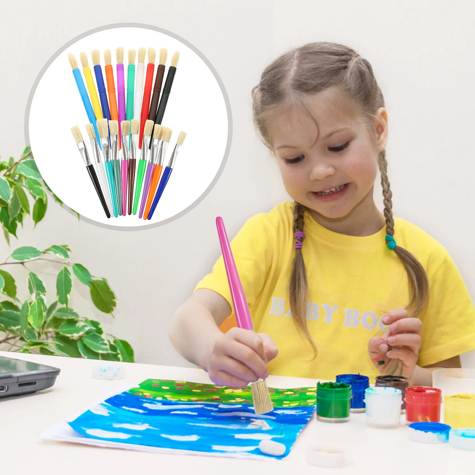 

20Pcs Oil Paint Brush Set Premium Plastic Handle Kids Acrylic Watercolor Painting Craft Brushes Paint Brush Oil Painting Brush,