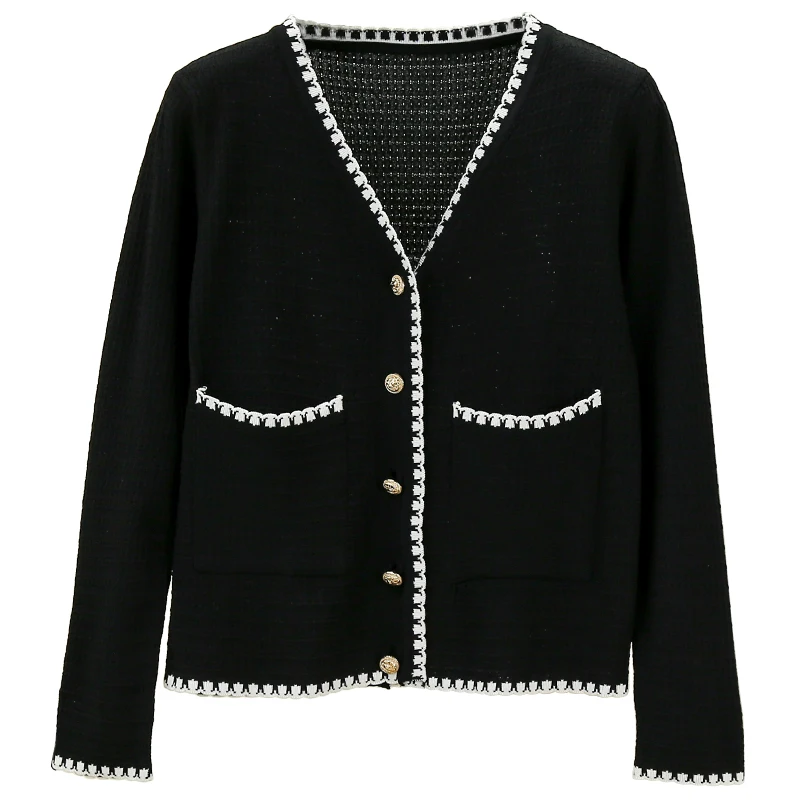 Cardigans Woman Summer Cardigan Women Crochet Top Female V-neck Basic Black Tricot Knitted Ladies Sweaters Blouses Cropped Girls