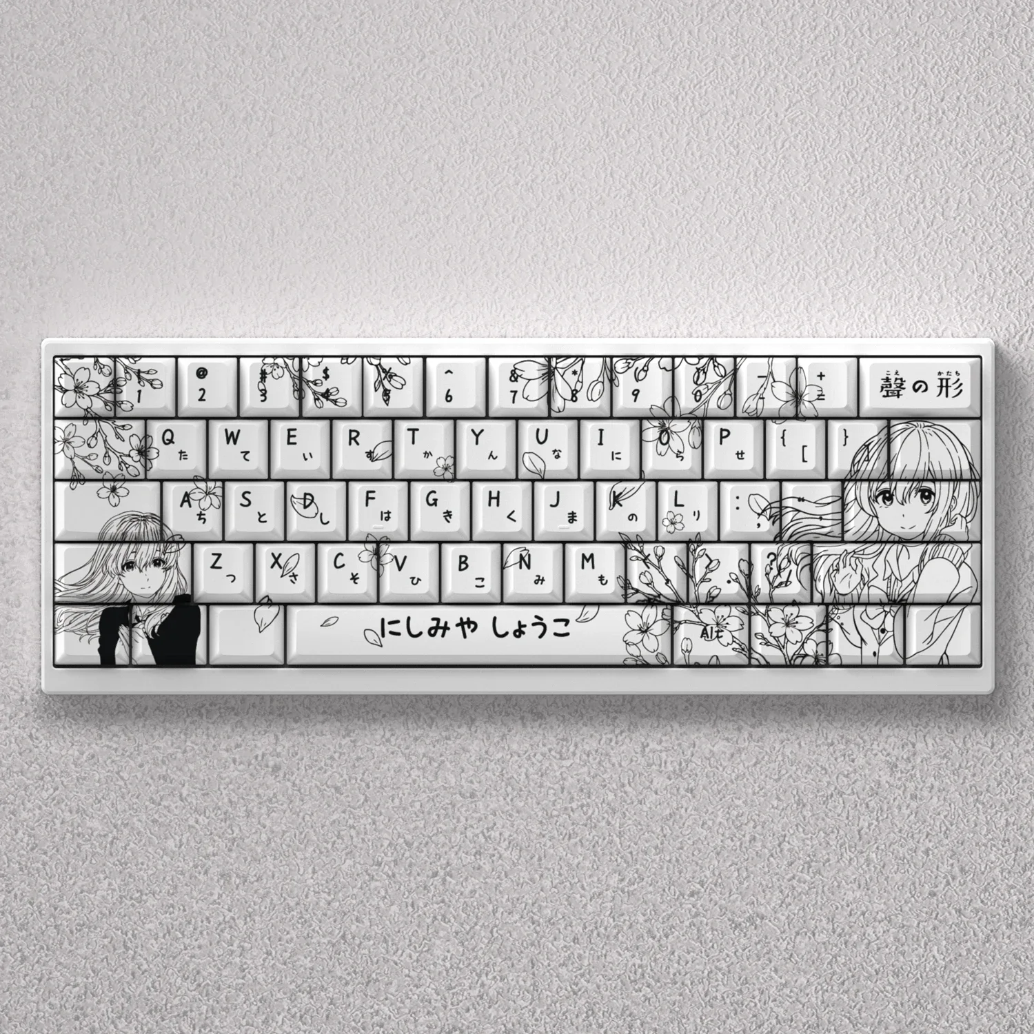 PBT Keycaps Nishimiya Shouko Anime 73 Keys Dye Sublimation White for Mechanical Keyboard Akko Fun60 Pro Anne Pro 2 Game PC