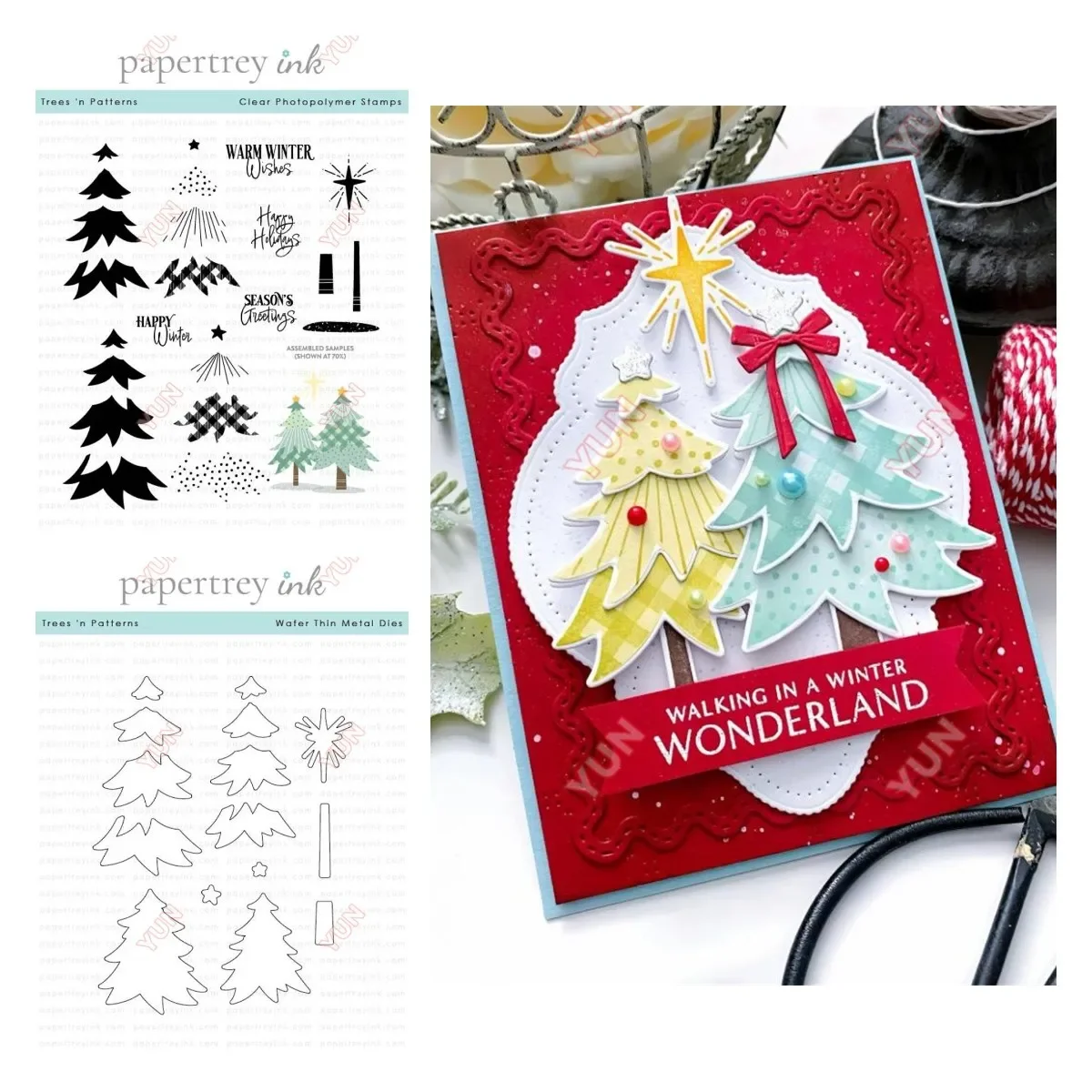 

New 2024 Bigs Winter Sentiments Stamps Christmas Trees 'n Patterns Metal Cutting Dies Stamp Scrapbooking Diary Album Lable DIY