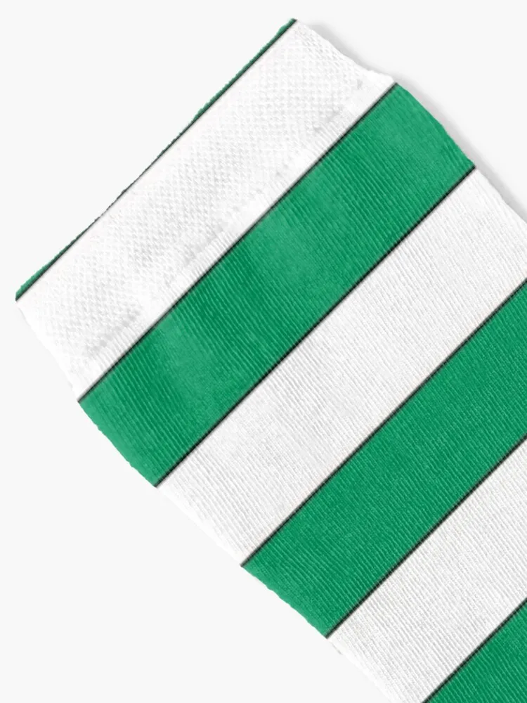 Retro green & white hoops team colours Socks Funny Socks Women