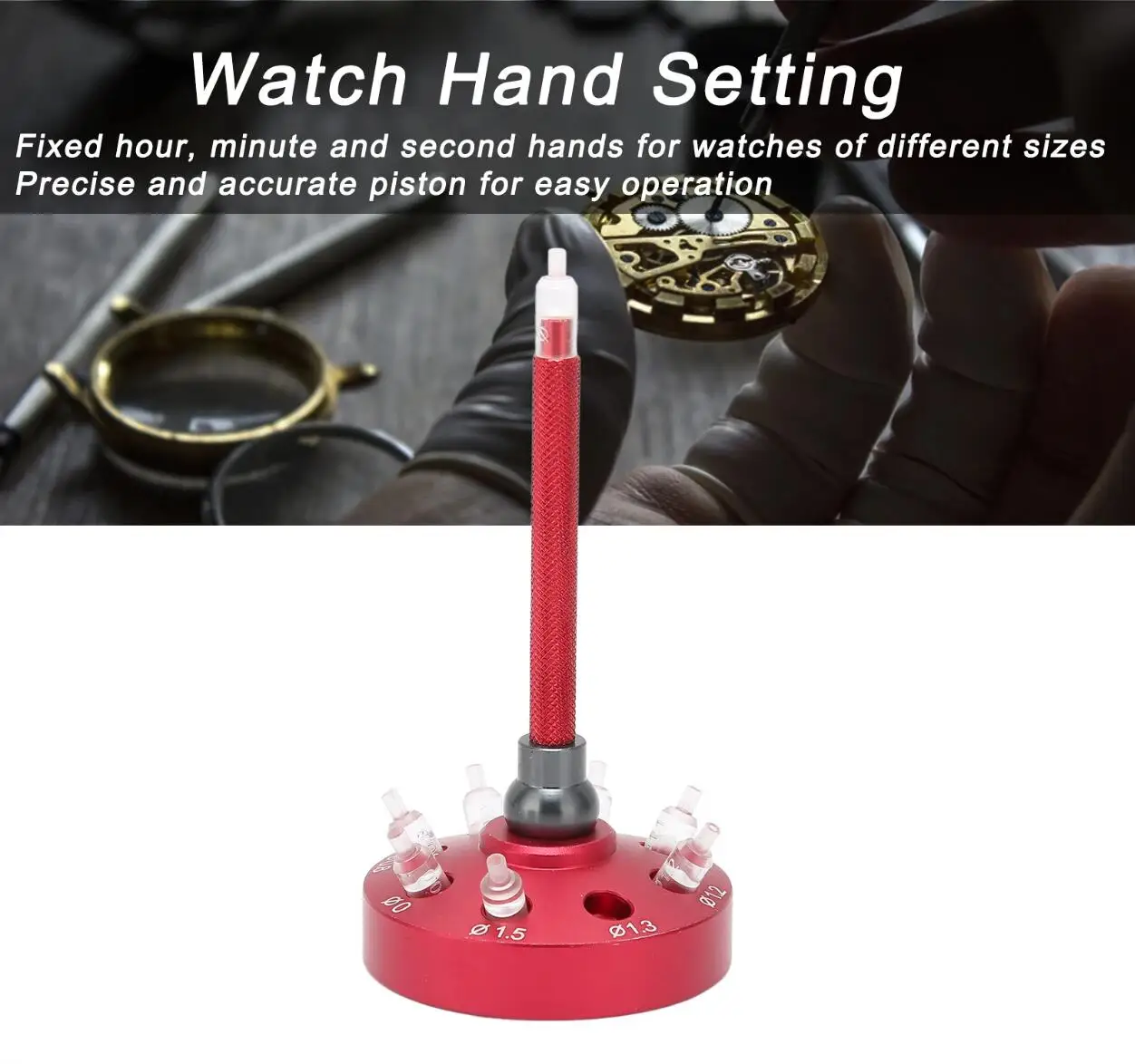 Watch Hands Fitting Setting Presser Pusher Setter with 8 Accessory Alloy Steel Watch Needle Holder Watch Repair Tool Watchmaker