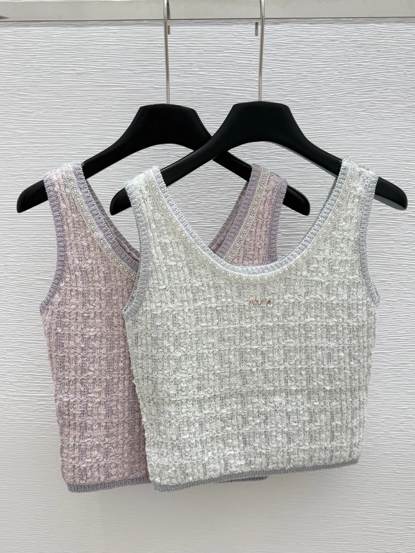 

Высококачественный женский жилет в клетку с бретельками South Oil, лето 2022, небольшой вязаный жилет с ветром и бисером, топ, украшенный бриллиантами, трикотаж