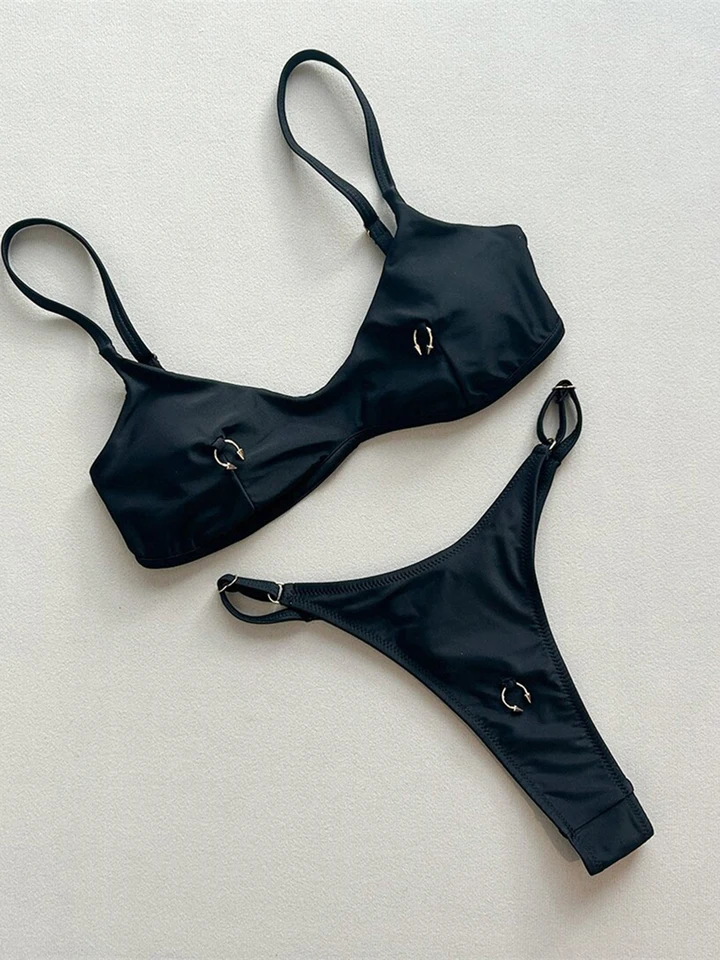 Metal Ring Mini Micro Thong Bikini Women Swimwear Female Swimsuit