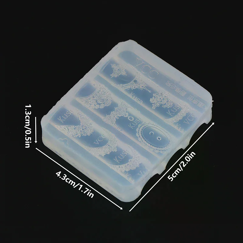 Forma do paznokci z przezroczystej koronki dla kobiet, silikonowy szablon do paznokci z wytłaczanym wzorem koronki, profesjonalna forma do manicure, rękodzieło DIY, do codziennego użytku.