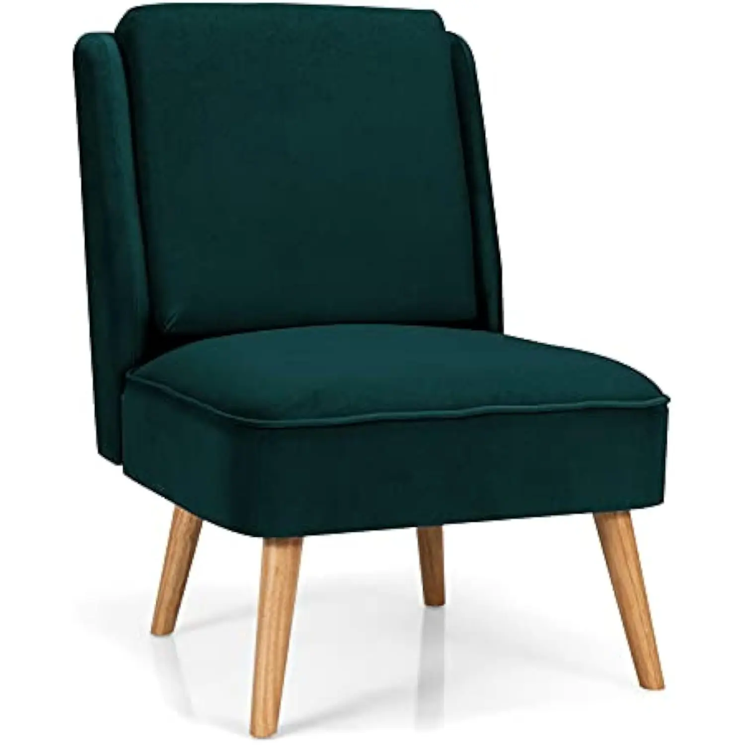 

Velvet Accent Chair, Comfy Single Sofa Chair W/Rubber Wood Legs, Modern Upholstered Leisure Living Room Chair, Cute Armless Si