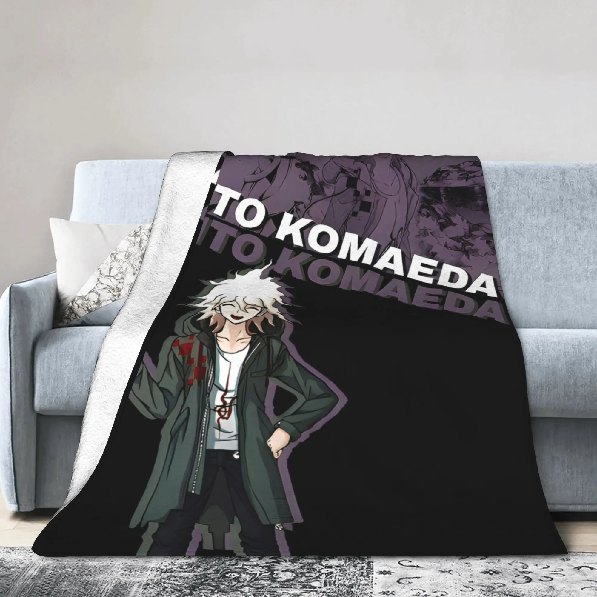 Danganronpa Nagito Komaeda Blanket Flannel Printed Game Anime Multi-function Warm Throw Blanket for Outdoor