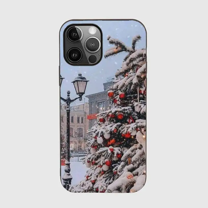 city winter street snow scene Phone Case For iphone 11 13 12 14 15 pro max mini plus boys girls cover