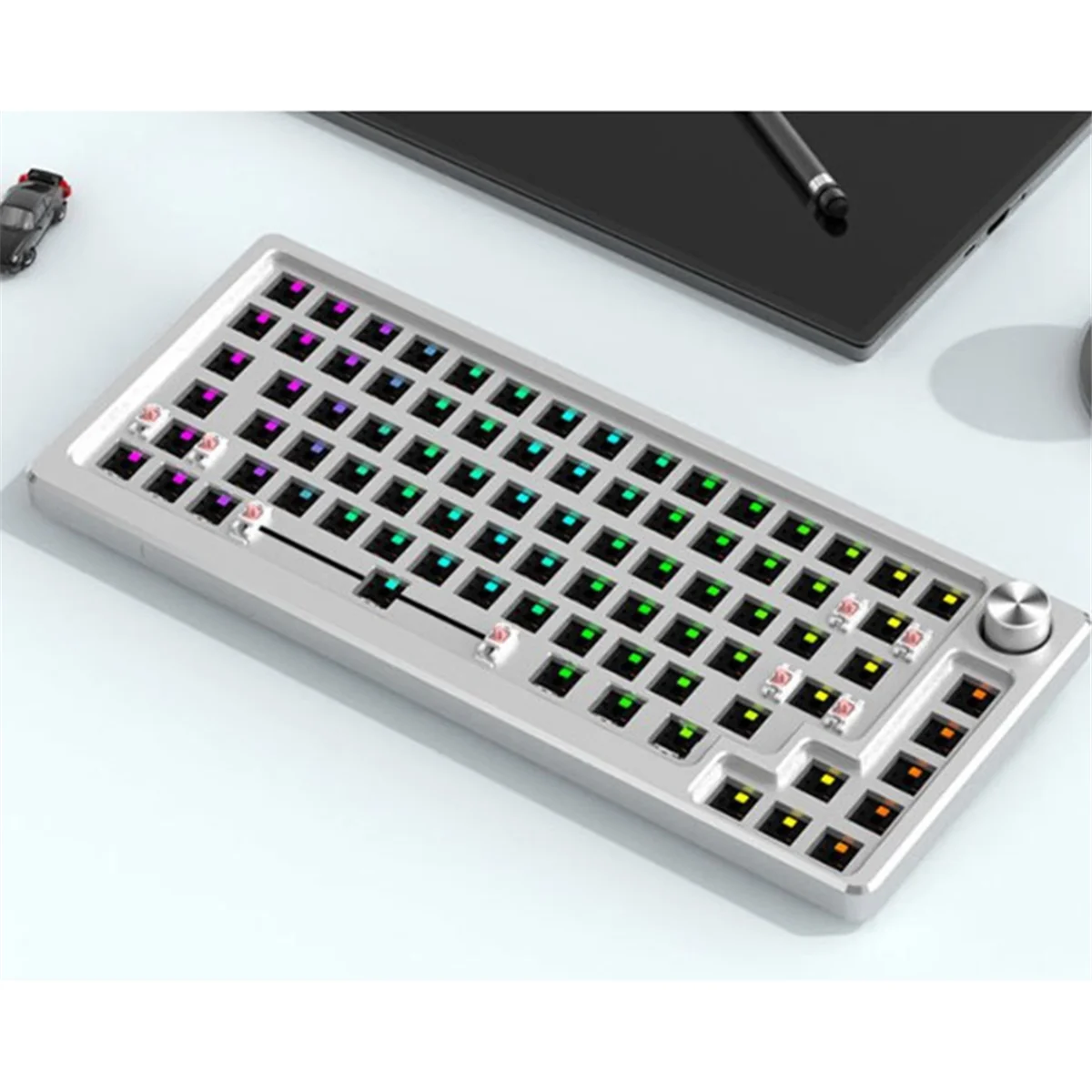 Imagem -03 - Alumínio Mecânico Wired Keyboard Kit Rgb Hot Swap Custom Metal Multifunction Gaming Teclados Prata 83 Chaves