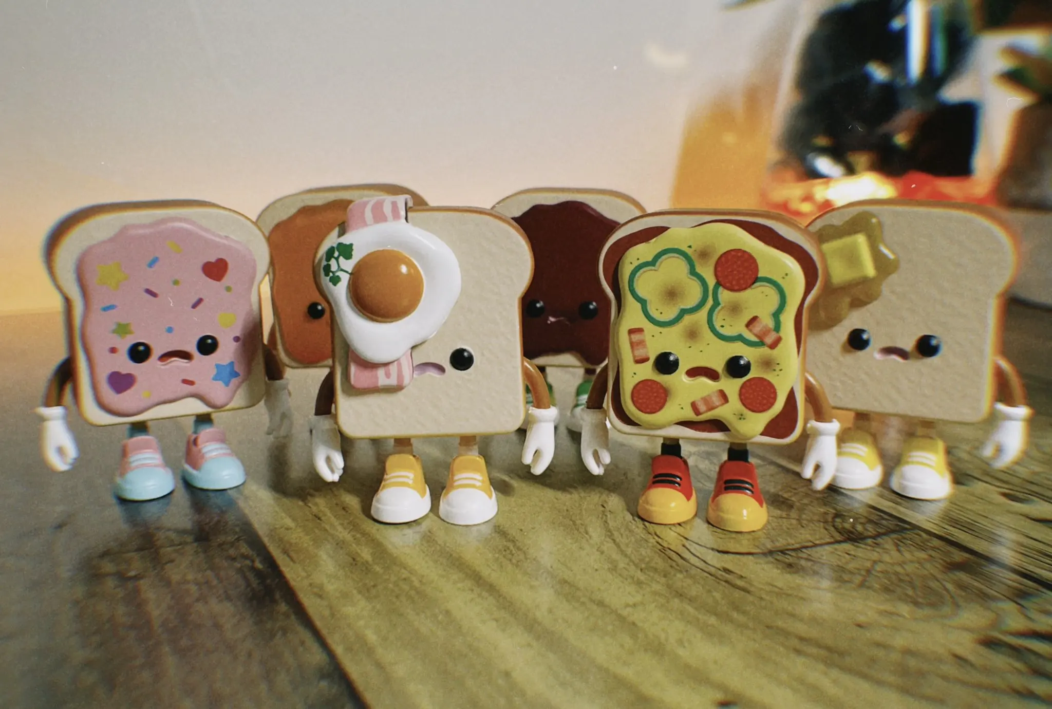 Qualia capsule toys toast bread boy stand figure cute kawaii Pizza honey butter toast bacon egg buttercream gashapon