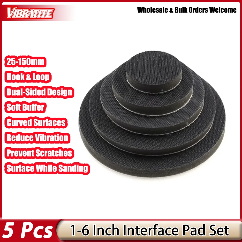 5 PCS  1-6inch Interface Cushion Pad Soft Sponge Dust-free Surface Protection Pad Hook and Loop Backing Pad for Sanding Disc