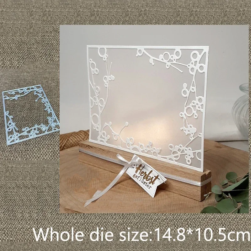 Flower Vine Lace Square Frame Metal Cutting Dies Multi Shape Die Cuts for DIY Handmade 3D Gift Box Candle Lantern Paper Crafts
